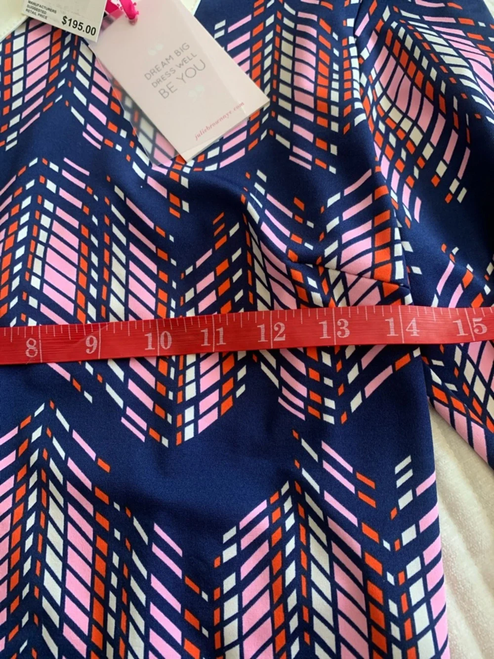 JB by Julie Brown Navy Dress with Pink Chevron Print and White Collar - Picture 9 of 10